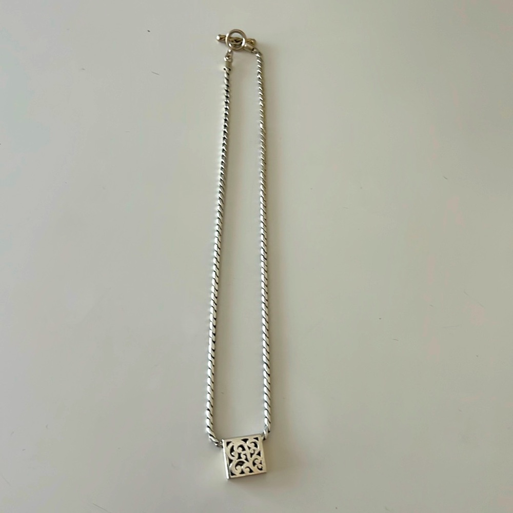 Lois Hill Silver Signature Scroll Square
Pendant Necklace.